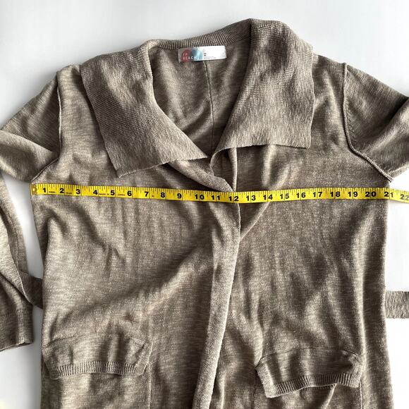 Free People Beach Cotton Linen Blend Duster Cardigan XS Belted Tan - Picture 13 of 16